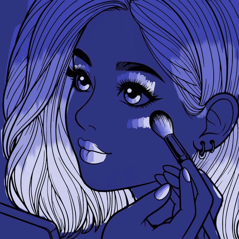 a realistic girl doing her makeup