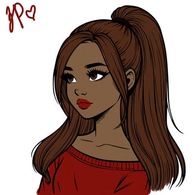 realistic girl with a high ponytail