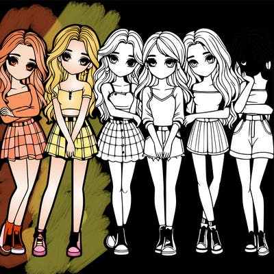 a group of girls realistic