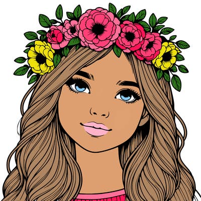 realistic girl with flower crown