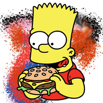 bart  simpson eating a hamburger