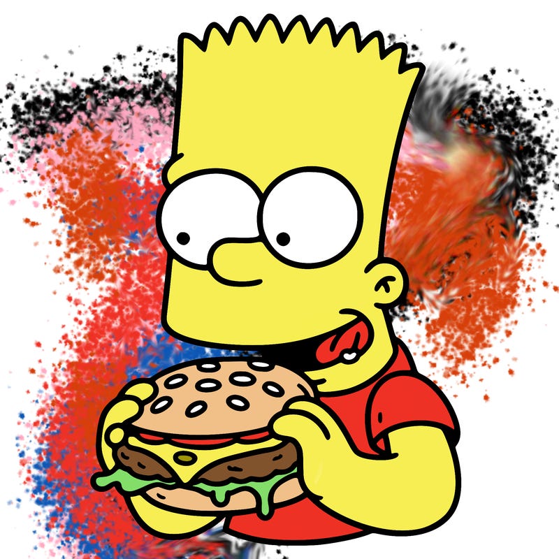 bart  simpson eating a hamburger