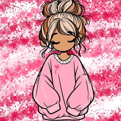 girl with baggy sweatshirt and messy bun