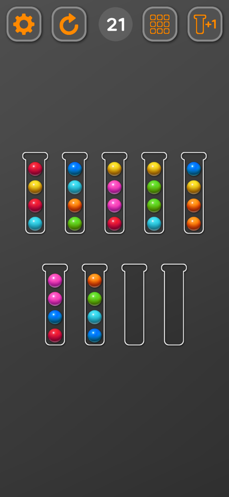 Sort Ball: Arrange Color Tubes - Gameplay of Sort Ball color sorting puzzle showing colored balls in glass tubes