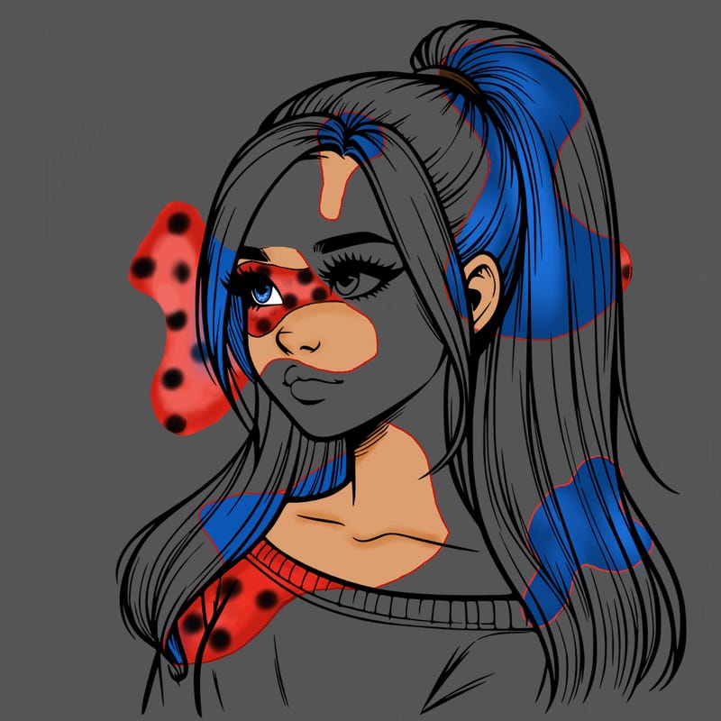 realistic girl with a high ponytail