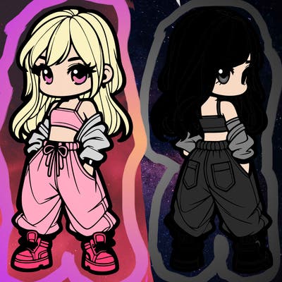 girl in crop top and baggy pants