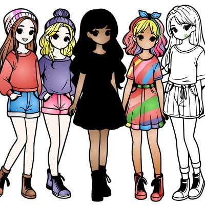 a group of five girls