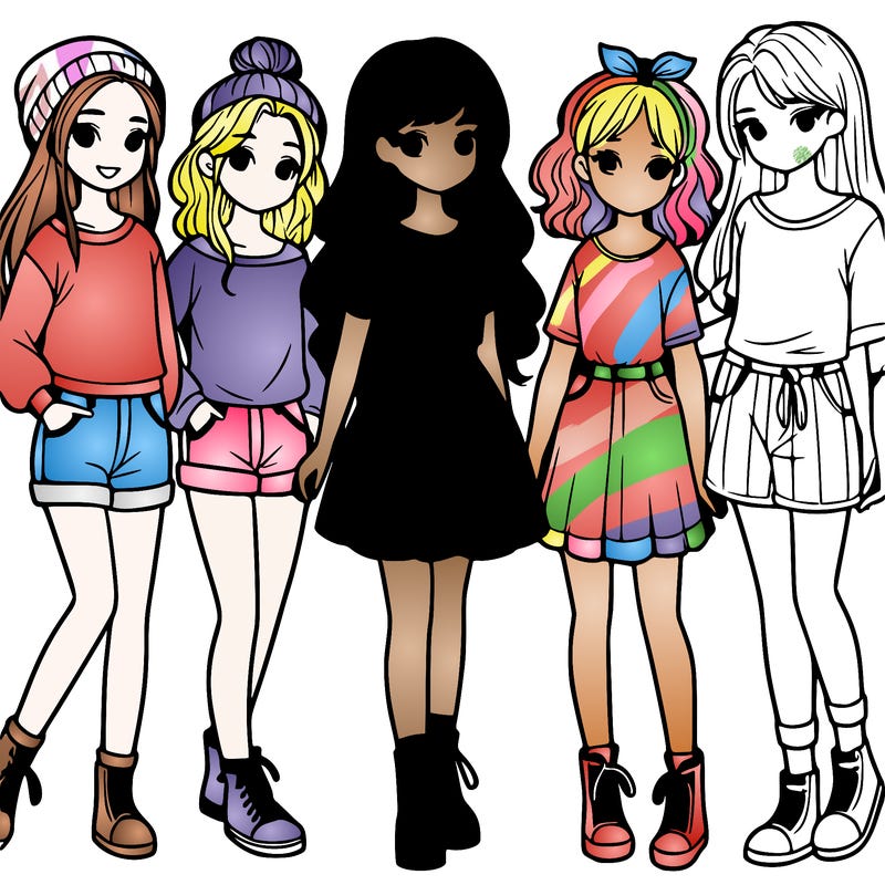 a group of five girls