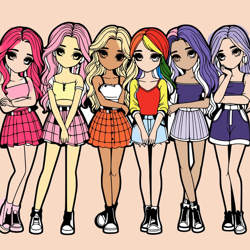 a group of girls realistic