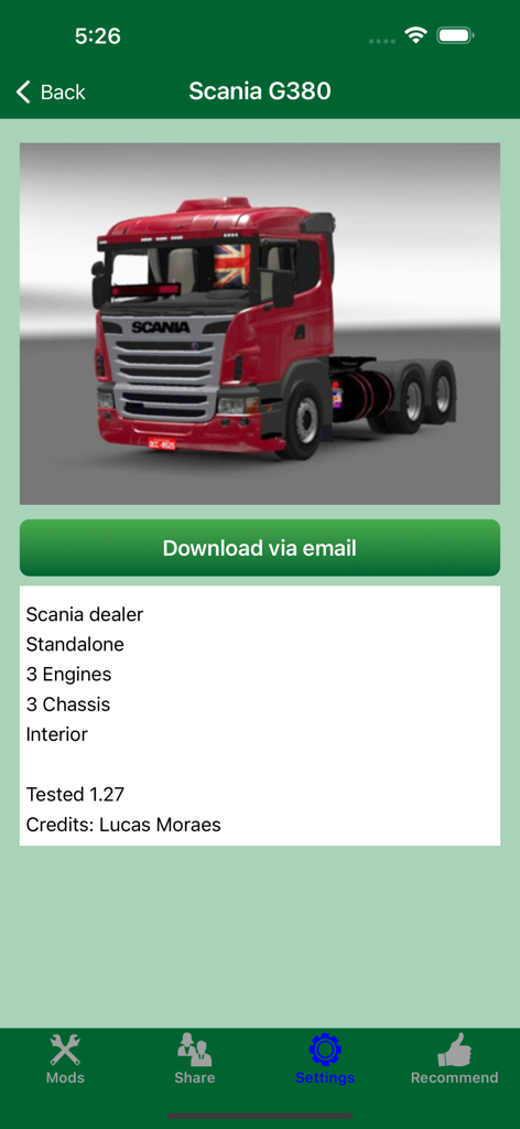 ETS2 - DLC, Mods & Addons - Preview of a Scania G380 truck mod with download options and features