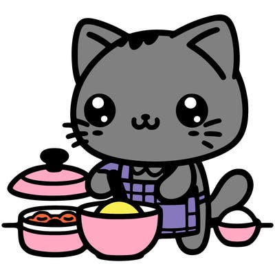 cute simple cat cooking
