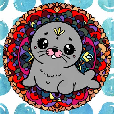 a cute baby seal mandala