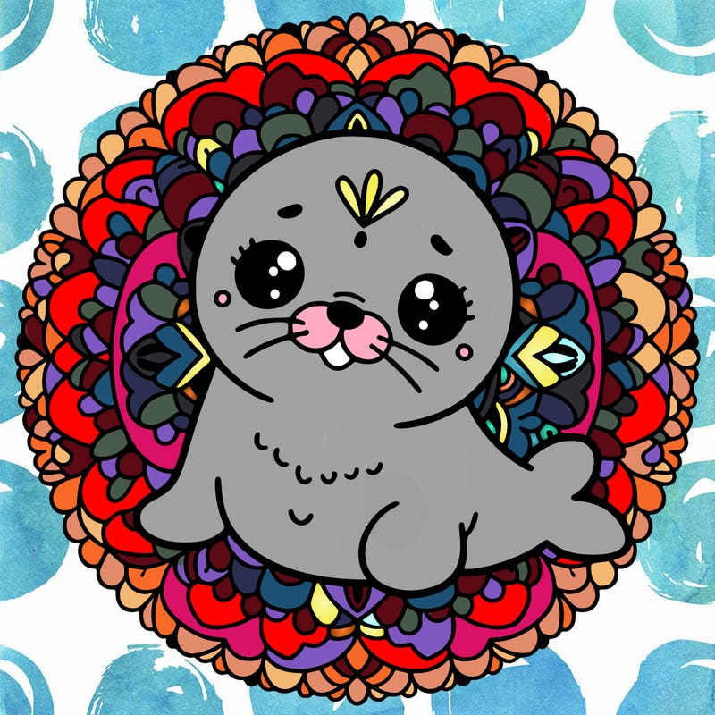 a cute baby seal mandala