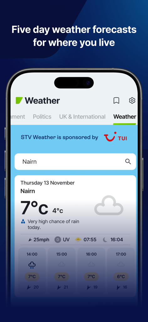 STV News - Five day weather forecast for Nairn on the STV News mobile app