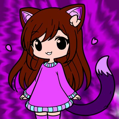 girl with cat ears and tail