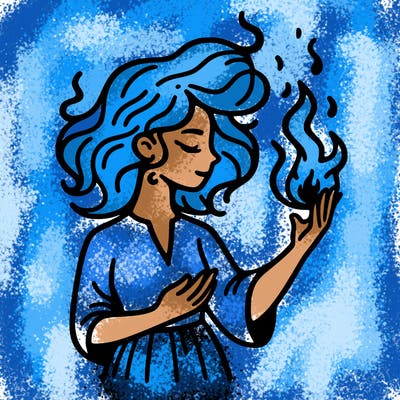 woman with fire