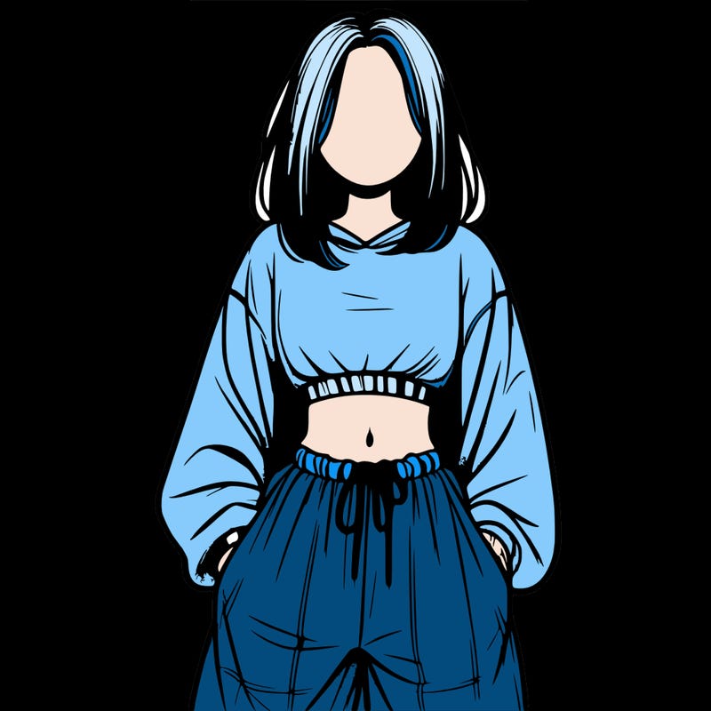 realistic girl faceless with baggy pants and a crop top