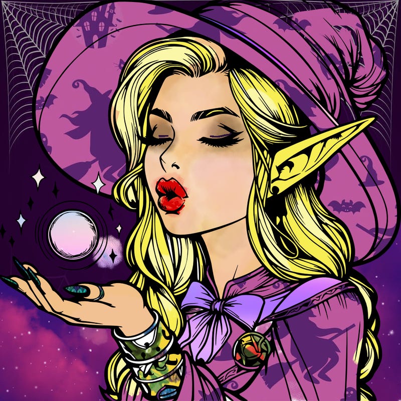 realistic elf casting a spell with lips