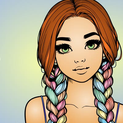 realistic girl with braids