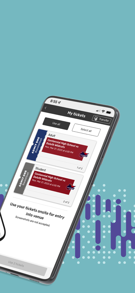 GoFan: Buy Tickets to Events - GoFan app screen displaying digital high school basketball game tickets