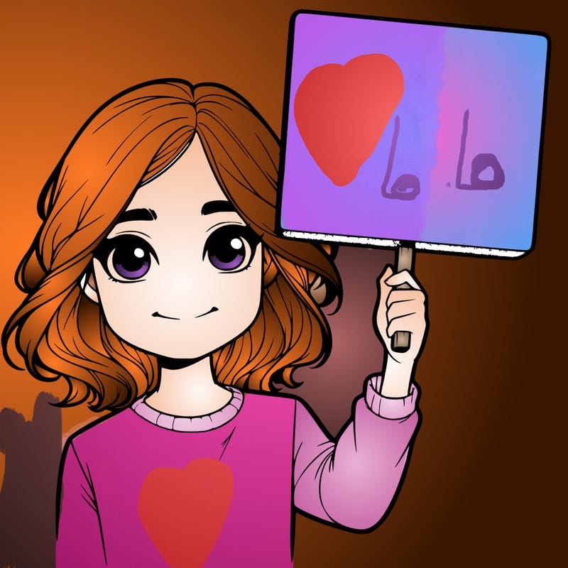 realistic girl holding up a sign