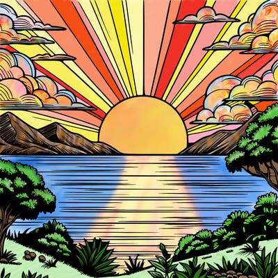 realistic sunset