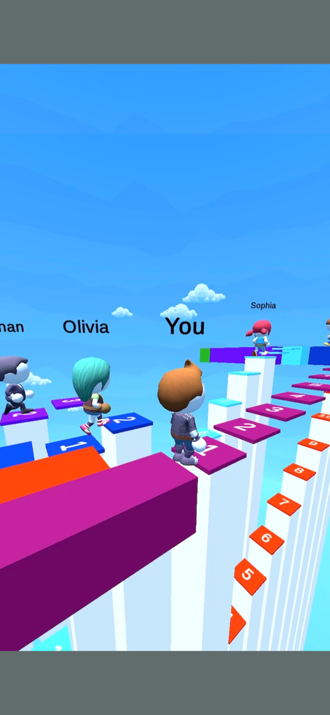 Math Hit - Brain Puzzle Games - Characters jumping on numbered platforms in Math Hit brain puzzle game