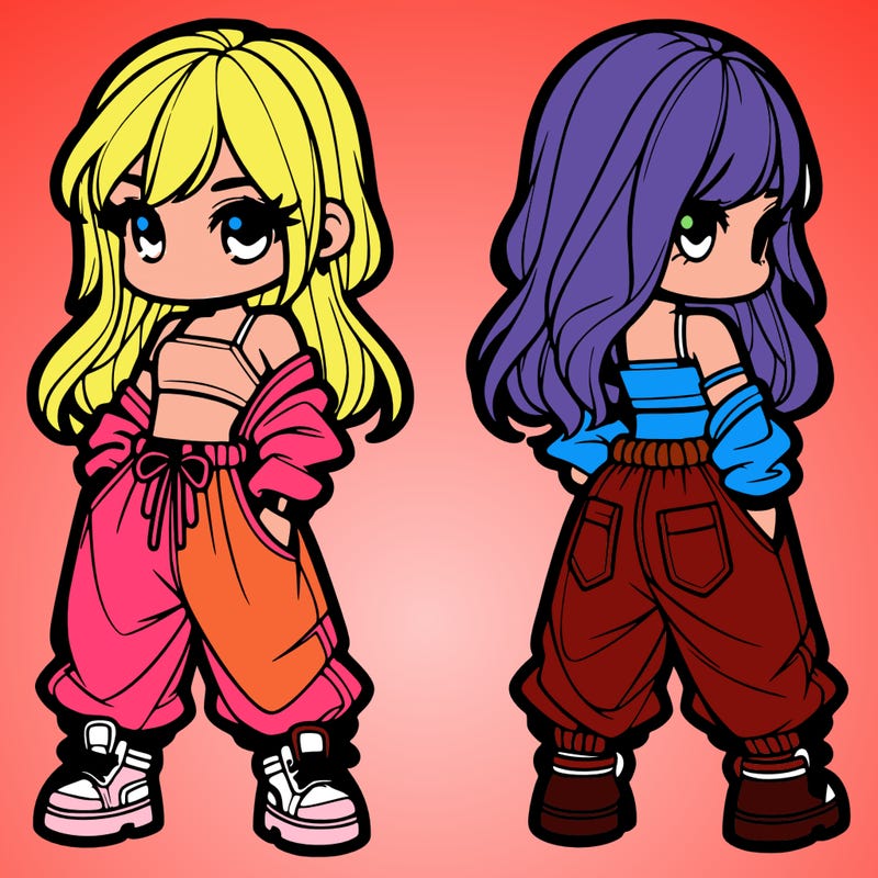 girl in crop top and baggy pants