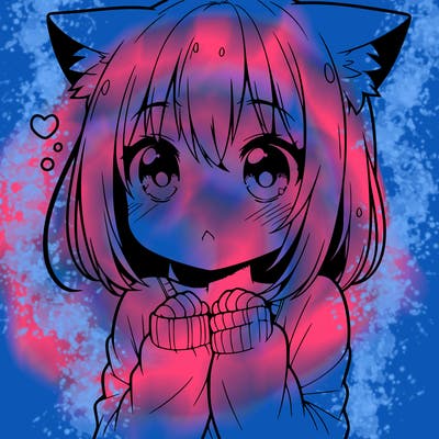 shy anime catgirl
