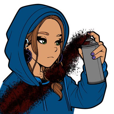 a realistic girl, spray painting