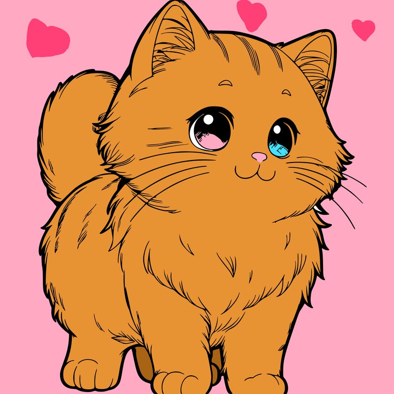 cute manga realistic cat