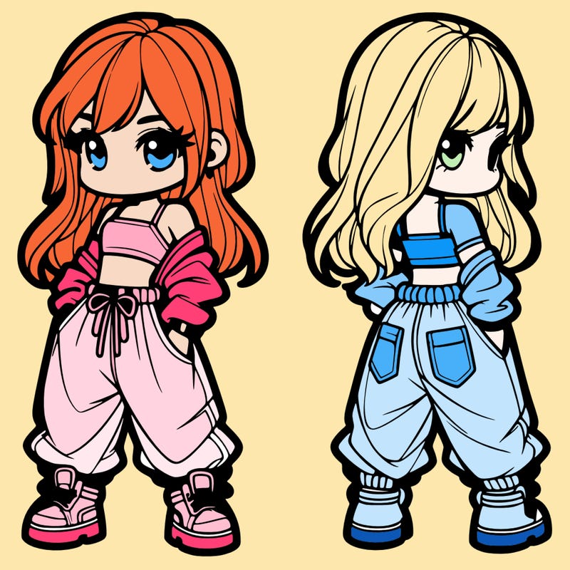 girl in crop top and baggy pants