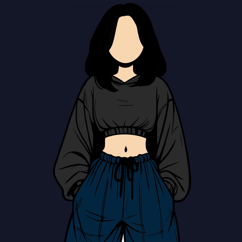 realistic girl faceless with baggy pants and a crop top