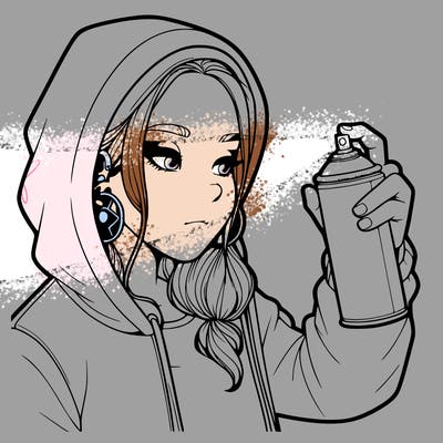 a realistic girl, spray painting