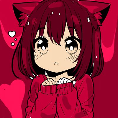 shy anime catgirl