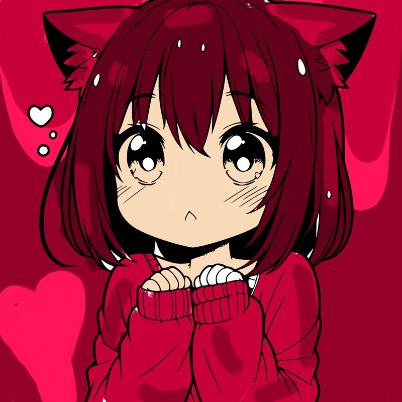 shy anime catgirl