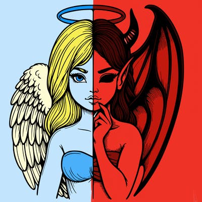 realistic angel half demon