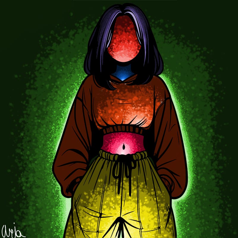 realistic girl faceless with baggy pants and a crop top