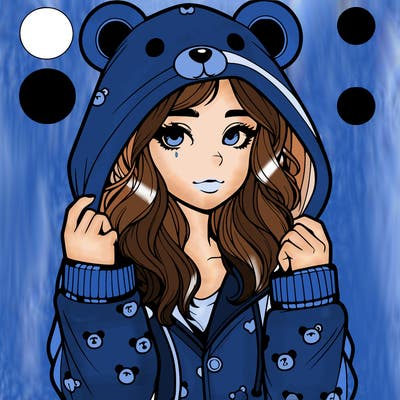 realistic girl in a animal pjs hoodie