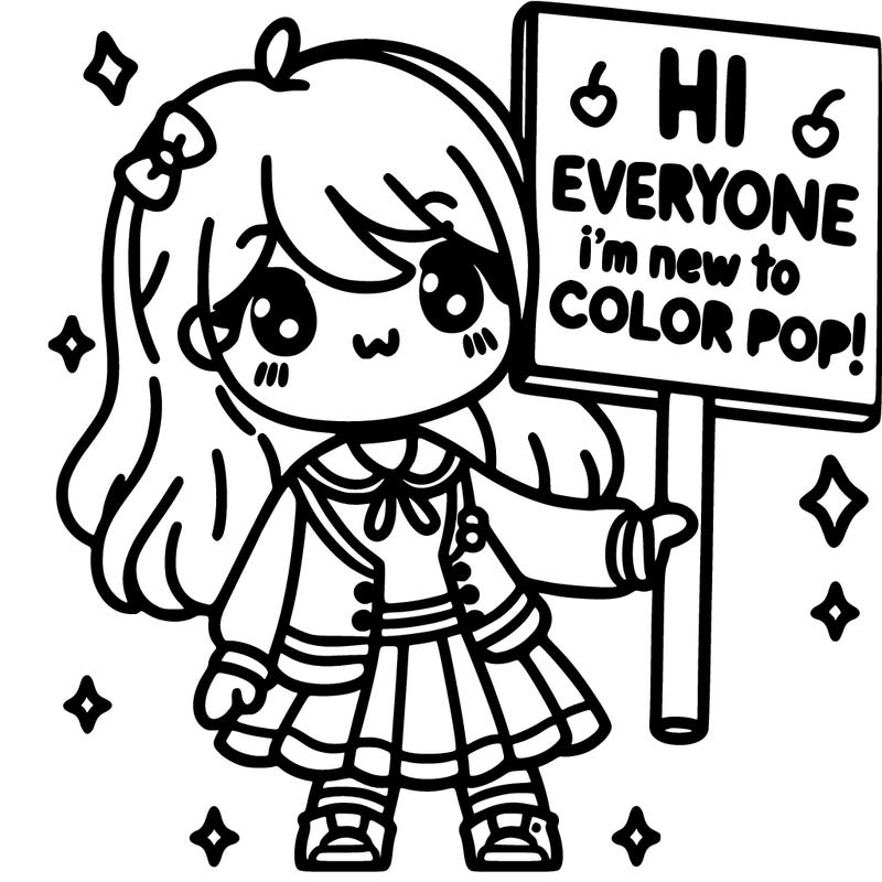 a cute girl holding a sign that says hi everyone i’m new to color pop!