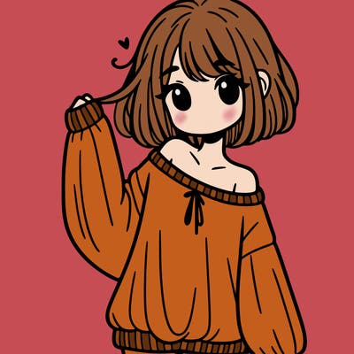 girl in baggy sweater hanging off her shoulder