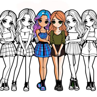 a group of girls realistic