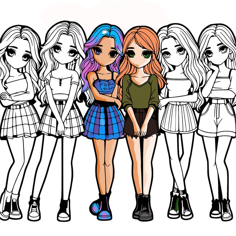 a group of girls realistic
