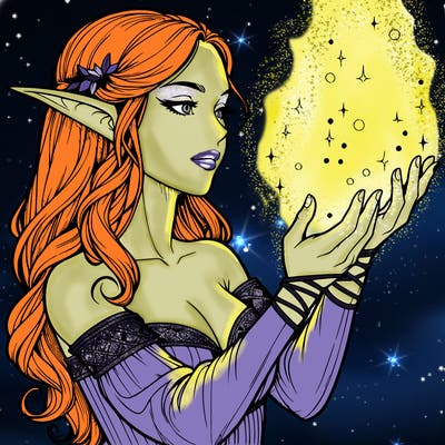 realistic elf girl doing magic