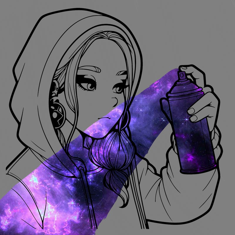 a realistic girl, spray painting