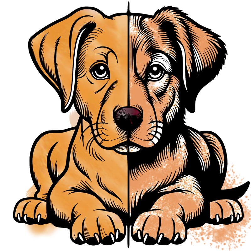 realistic dog split picture