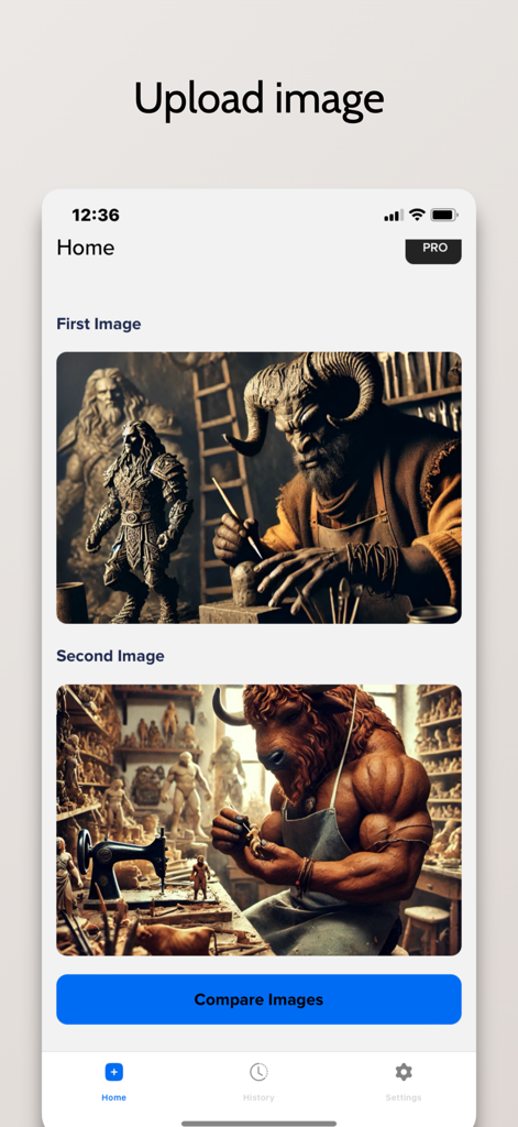 Before After Effect Collage - Mobile app interface to upload two images for side by side comparison.