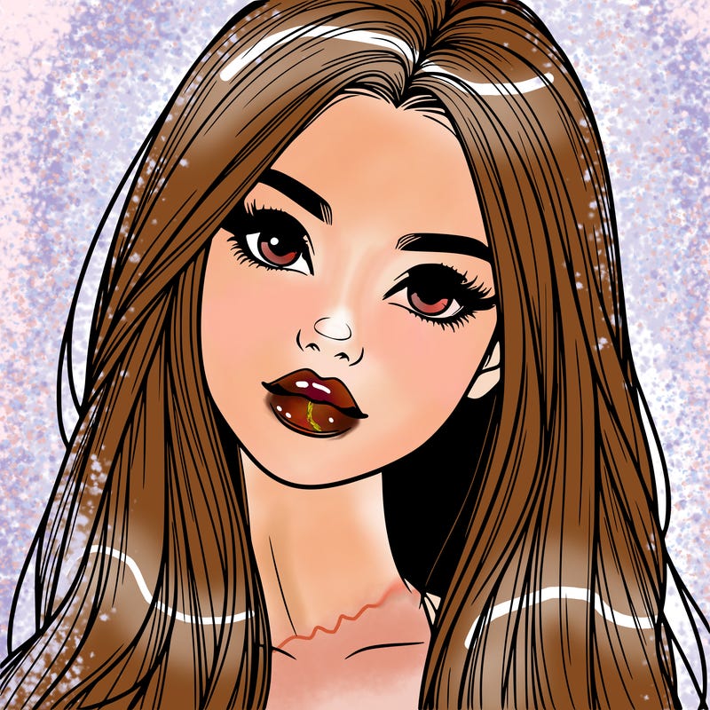 realistic teen girl with long hair and lips