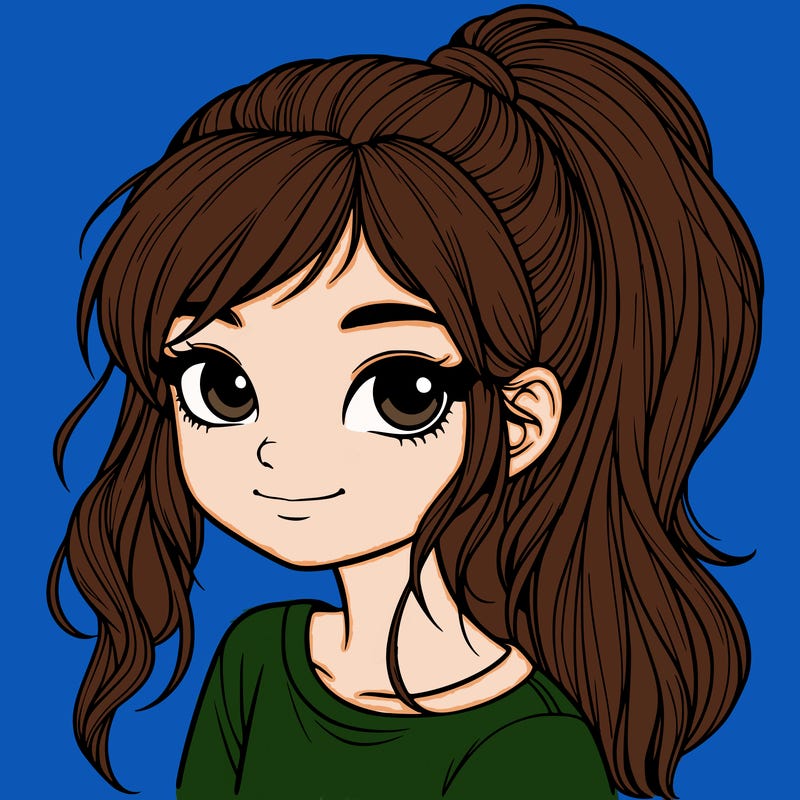 realistic girl with ponytail