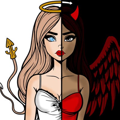 devil vs angel realistic girl
